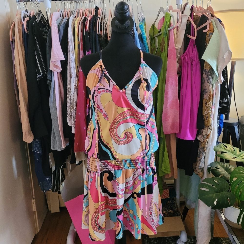 Vintage Dress Multicolor Print VaVa By Joy Han Colorful Size Small
